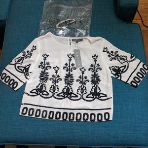 NWT Pinup Girl Elegant Embroidered Crop Top